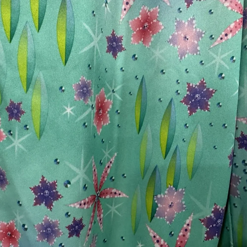 Shimmer & Shine Girls PJ Pants Size 10-12 Green Pink Purple Floral Sleepwear